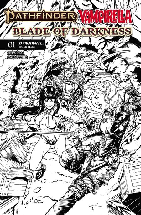 PATHFINDER VAMPIRELLA BLADE OF DARKNESS #1 CVR H INC 1:10 STEVEN CUMMINGS LINE ART VAR