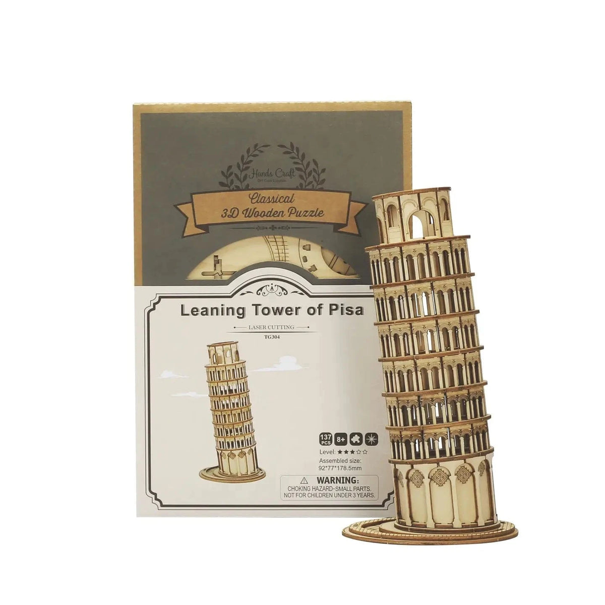 ACD Puzzles > 3D Puzzles 3D Laser Cut Wooden Puzzle: Leaning Tower of Pisa 850026738131 TG304