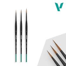 Vallejo Hobby Supplies > Brushes Vallejo: Detail Round Synthetic Brush: Design Set (Sizes 0, 1, & 2) 8429551002264 VAL B02991