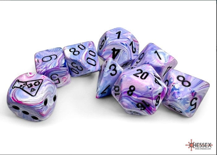 Alliance Games Distribution Dice > Chessex Lab Dice 8: Festive Hydrangea/black Polyhedral 7-Die Set (with bonus die) 601982045432 CHX 30065