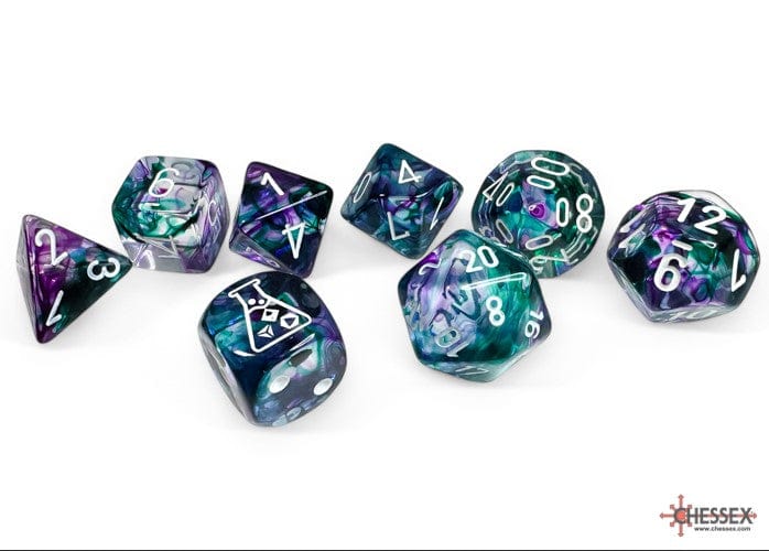 Alliance Games Distribution Dice > Chessex Lab Dice 8: Nebula Fluorite/white Polyhedral 7-Die Set (with bonus die) 601982045463 CHX 30068