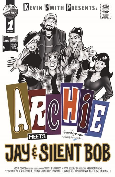 Archie Comics Publications Comic Books ARCHIE MEETS JAY AND SILENT BOB #1 (ONE SHOT) CVR B FERNANDO RUIZ RICH KOSLOWSKI HOMAGE GREYSCALE VAR (MR) 76281676484100121 0525AC493