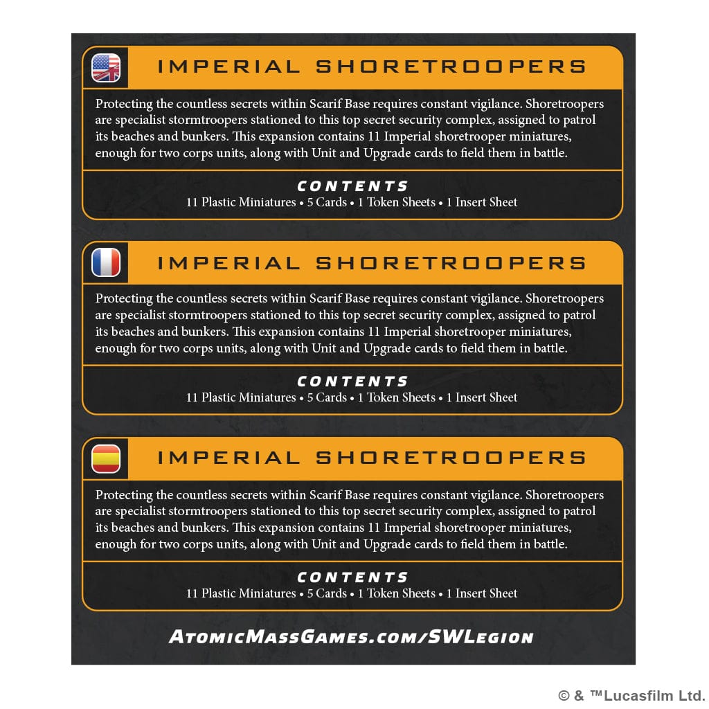 Atomic Mass Games Tabletop Games > Miniature Games Star Wars: Legion – Imperial Shoretroopers 841333135232 SWQ199