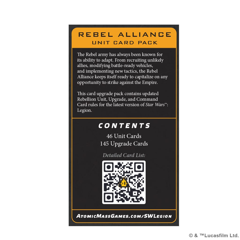 Atomic Mass Games Tabletop Games > Role-Playing Games > Star Wars Star Wars: Legion - Rebellion Card Pack 841333132071 SWQ05EN