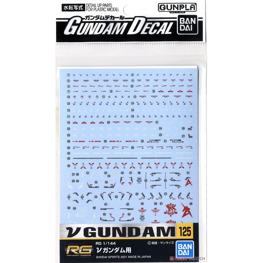 Bandai Model Kits > Gundams > Accessories Bandai: Gundam Decal - GD-125 RG Nu Char's Counterattack 4573102619891 BAN 2578994