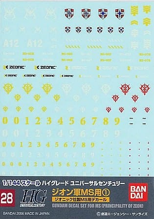 Bandai Model Kits > Gundams > Accessories Bandai: Gundam Decal - GD-28 Multi Decal Zeon MS 1 4573102574961 BAN 145081