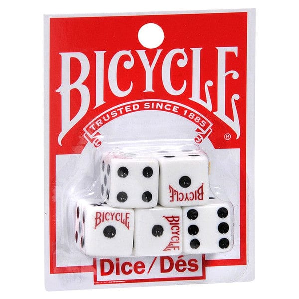 Bicycle Dice > Other Dice Bicycle: 5-Dice Set - Opaque White with Black (D6) 073854001066 JKR1017883