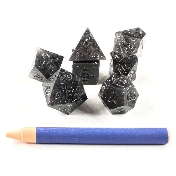 Black Oak Workshop Dice > Other Dice 7-Set Advanced Dice & Crayon Set: Black 50070051040 BOW7DSADCBLKGLT