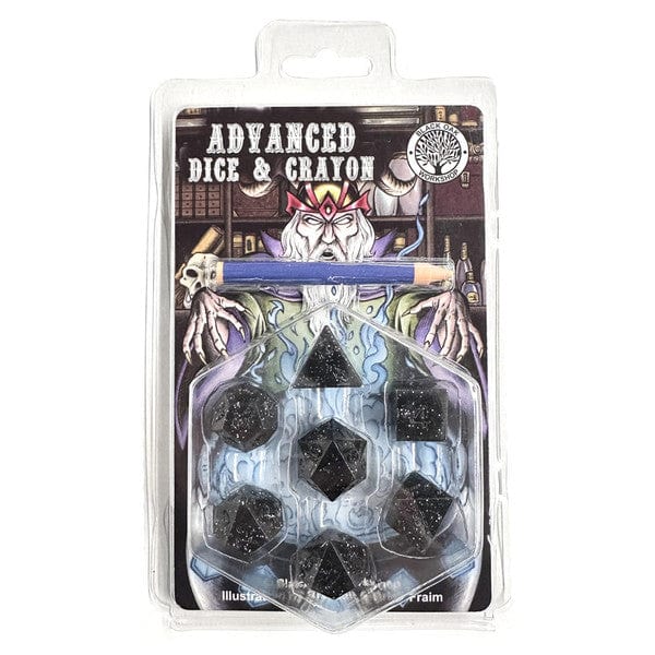 Black Oak Workshop Dice > Other Dice 7-Set Advanced Dice & Crayon Set: Black 50070051040 BOW7DSADCBLKGLT