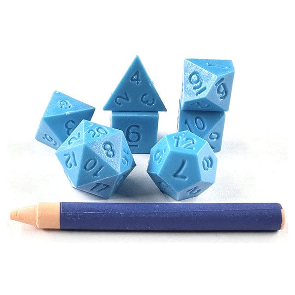 Black Oak Workshop Dice > Other Dice 7-Set Advanced Dice & Crayon Set: Blue 850070051064 BOW7DSADCSOLBLU