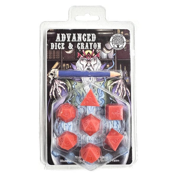 Black Oak Workshop Dice > Other Dice 7-Set Advanced Dice & Crayon Set: Red 850070051095 BOW7DSADCSOLRED