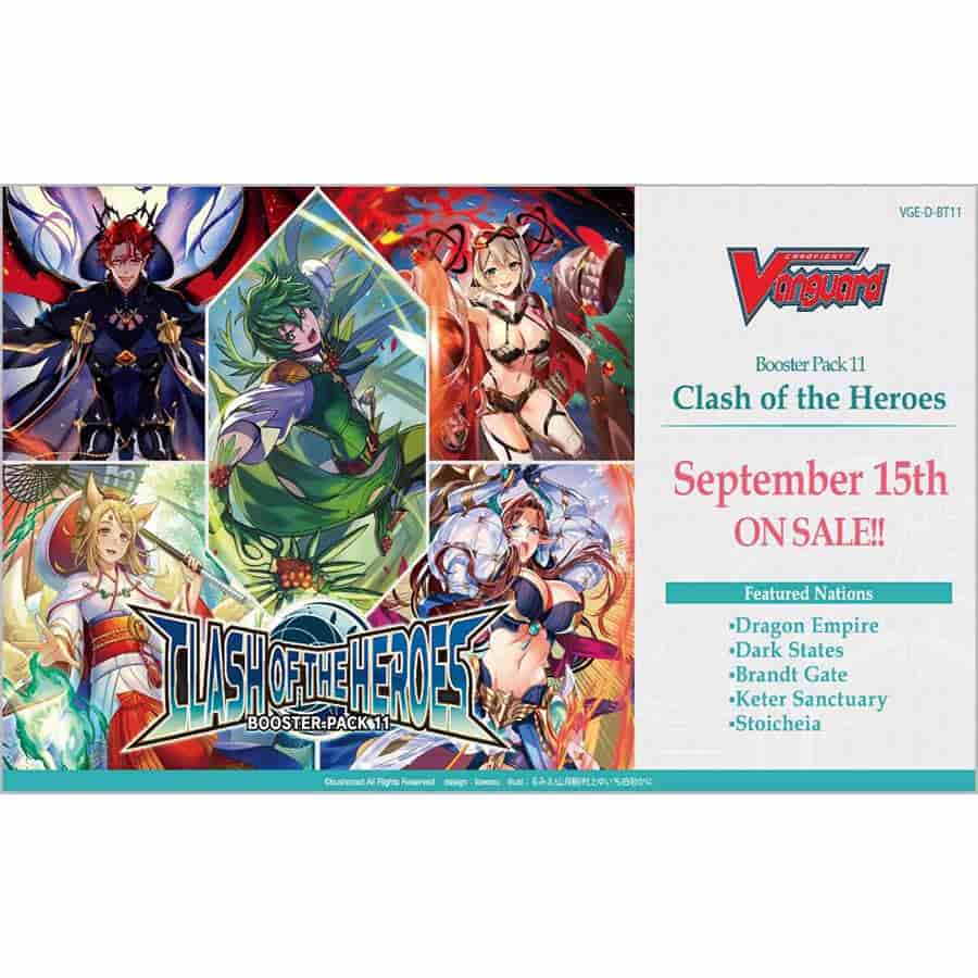 Bushiroad, Inc. Trading Card Games CARDFIGHT!! VANGUARD OVERDRESS: BOOSTER: BT11 CLASH OF HEROES - Box 8885009408857 VGEDBT11