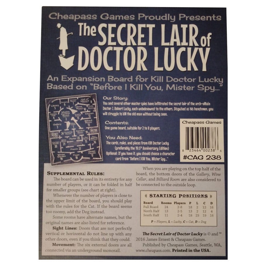 Cheapass Games Board Games > Large Box Games > Expansions Kill Doctor Lucky: Secret Lair of Doctor Lucky Expansion 823464002386 CAG 238
