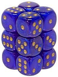 Chessex Dice > Chessex Chessex: Plastic 12d6 Set - Borealis Royal Purple/Gold Luminary 601982031619 CHX 27787