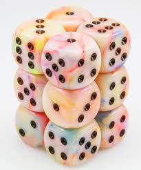 Chessex Dice > Chessex Chessex: Plastic 12d6 Set - Festive Circus/Black 601982025410 CHX 27642