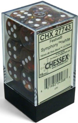Chessex Dice > Chessex Chessex: Plastic 12d6 Set - Festive Symphony/White 601982045883 CHX27743