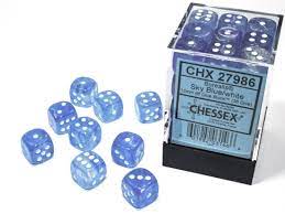 Chessex Dice > Chessex Chessex: Plastic 36d6 Set - Borealis Icicle/Light Blue Luminary 601982031428 CHX 27981