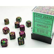 Chessex Dice > Chessex Chessex: Plastic 36d6 Set - Gemini Green Purple-Gold/Black 601982023621 CHX 26834