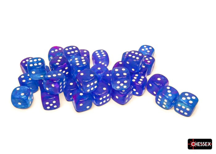 Chessex Dice > Chessex Chessex: Plastic 36d6 Set - Nebula Aura/White Luminary 601982046194 CHX27967