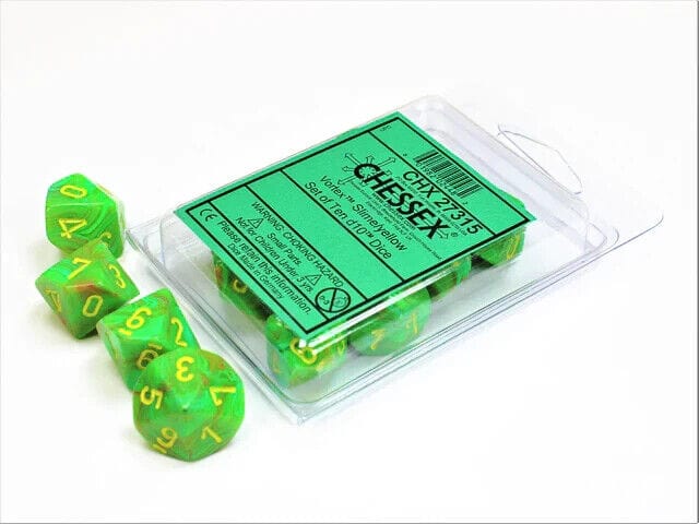 Chessex Dice > Chessex Chessex: Vortex Dice 10ct - Slime/Yellow (d10) 36895740 CHX 27315