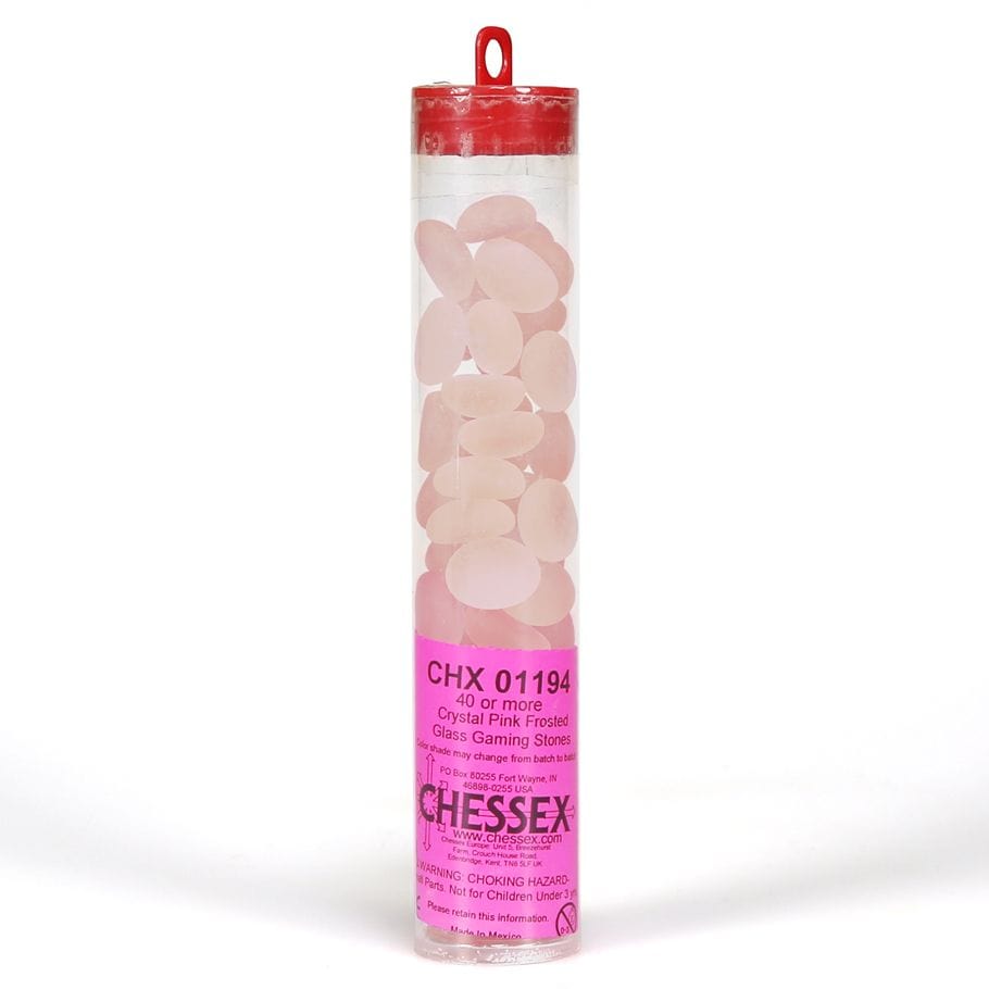 Chessex Dice > Chessex Glass Stones Tube Crystal Pink Frosted (40) 601982015831 CHX01194