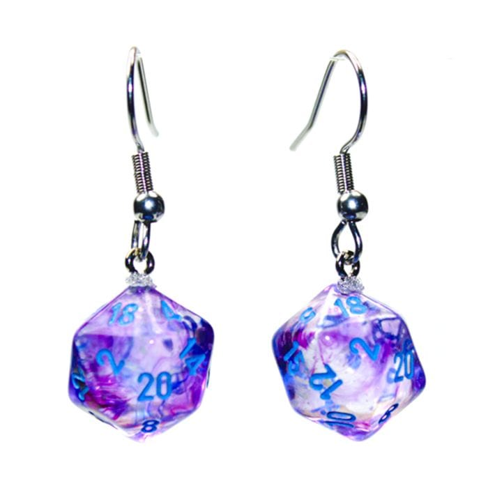 Chessex Dice > Chessex Hook Earrings Nebula Nocturnal Mini d20 Pair 601982036911 CHX54210