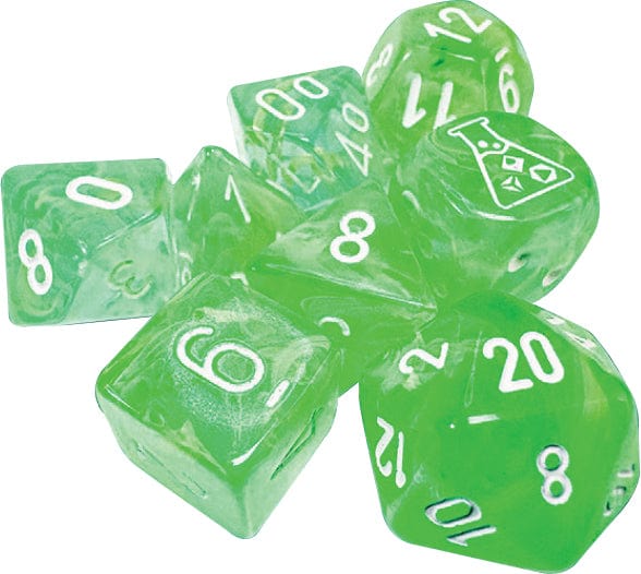 Chessex Dice > Chessex Lab Dice 9: Nebula Gelatinous/white Polyhedral 7-Die Set (with bonus die) 601982047139 CHX 30074