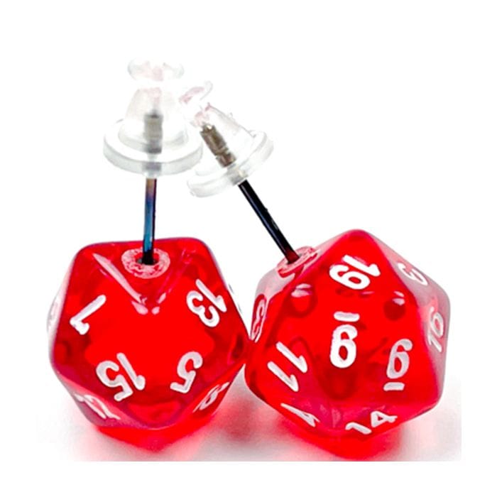 Chessex Dice > Chessex Stud Earrings Translucent Red Mini d20 Pair 601982036942 CHX54501