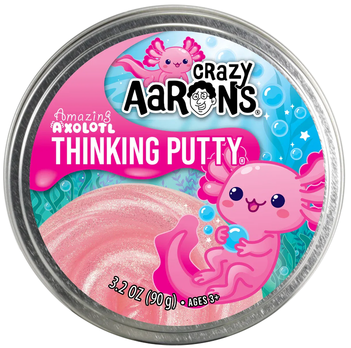 Crazy Aarons Toys Amazing Axolotl - Full Size 4" Thinking Putty Tin 810174290899 CA-810174290899
