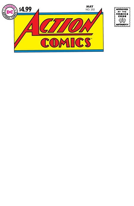 DC Comics Comic Books ACTION COMICS #252 FACSIMILE EDITION CVR C BLANK VAR 76194138719200121 0825DC0219