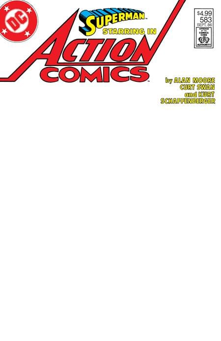 DC Comics Comic Books ACTION COMICS #583 FACSIMILE EDITION CVR B BLANK CARD STOCK VAR (WHATEVER HAPPENED TO THE MAN OF TOMORROW PART 2 OF 2) 76194139481700121 0326DC0205