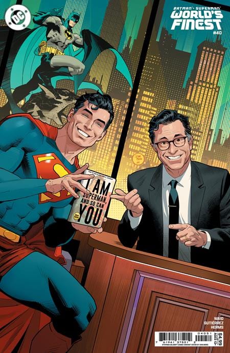 DC Comics Comic Books BATMAN SUPERMAN WORLDS FINEST #40 CVR D DAN MORA STEPHEN COLBERT CELEBRITY CAMEO CARD STOCK VAR 76194137521204051 0425DC172