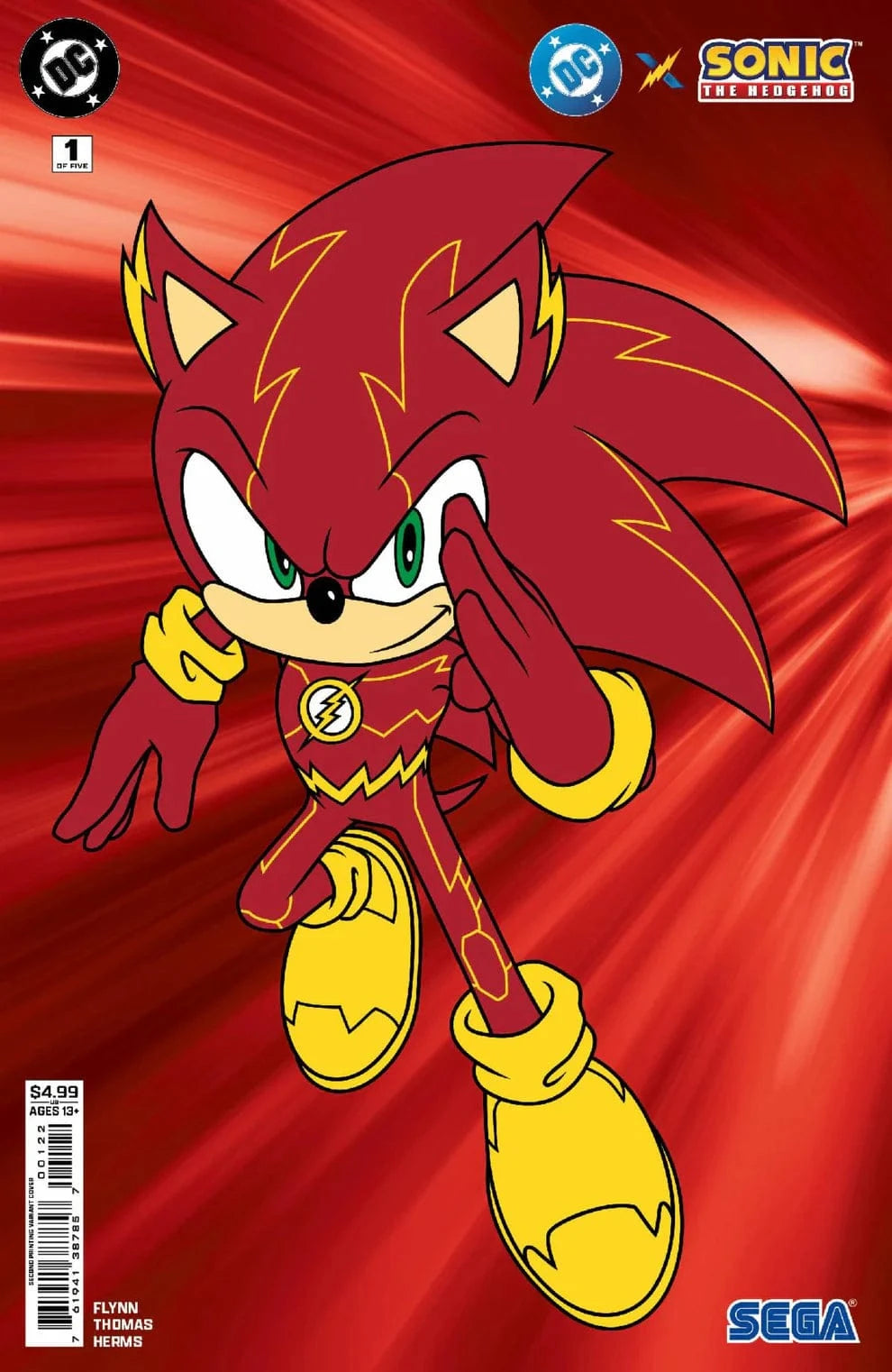 DC Comics Comic Books DC X SONIC THE HEDGEHOG #1 (OF 5) Second Printing Cvr B Flash Card Stock var 76194138785700122 0225DC897