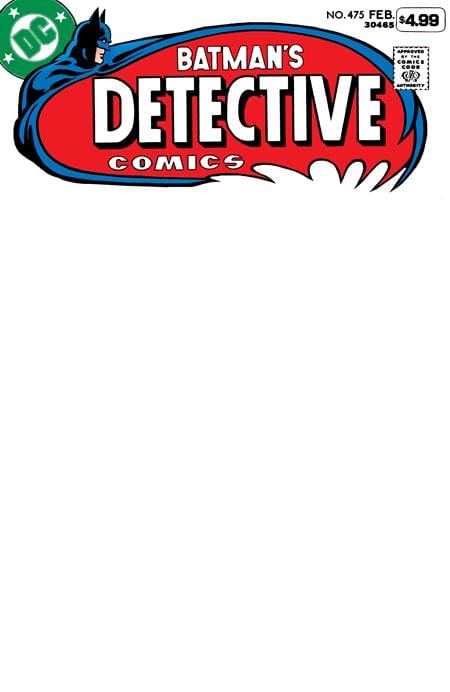 DC Comics Comic Books DETECTIVE COMICS #475 FACSIMILE EDITION CVR B BLANK CARD STOCK VAR (2026 EDITION) 76194139498500121 0126DC0249