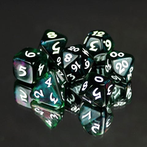 Die Hard Dice Dice > Die Hard Dice DHD: 7 Piece RPG Set - Elessia Moonstone, Farallon with White 810060786338 P0204040