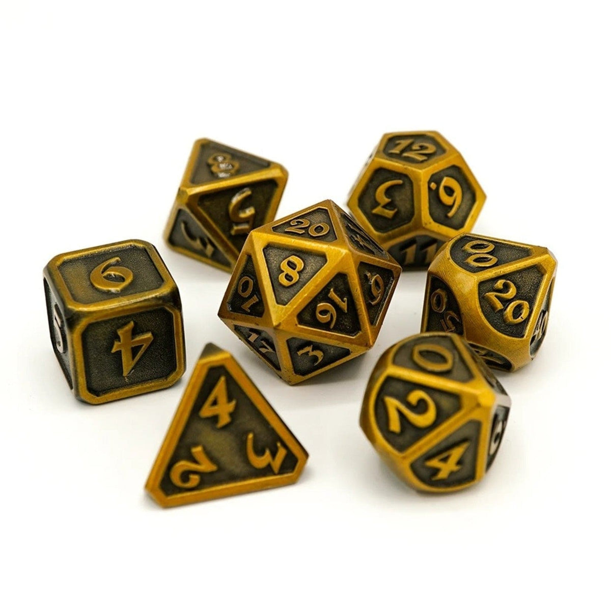 Die Hard Dice Dice > Die Hard Dice DHD: Metal 7-Die Set - Mythica Battleworn Gold 689355109462 M0100020