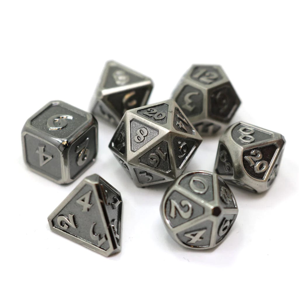 Die Hard Dice Dice > Die Hard Dice DHD: Metal 7-Die Set - Mythica Battleworn Silver 689355109486 M0100030