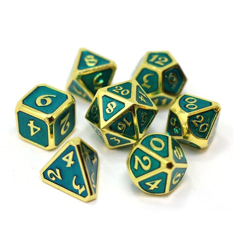 Die Hard Dice Dice > Die Hard Dice DHD: Metal 7 Piece RPG Set - Mythica Gold Aquamarine 689355109523 M0102090