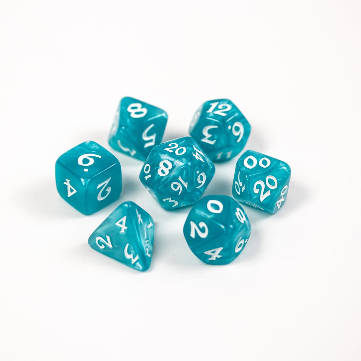 Die Hard Dice Dice > Die Hard Dice DHD: Plastic 7-Die Set - Elessia Essentials - Teal with White 810060787359