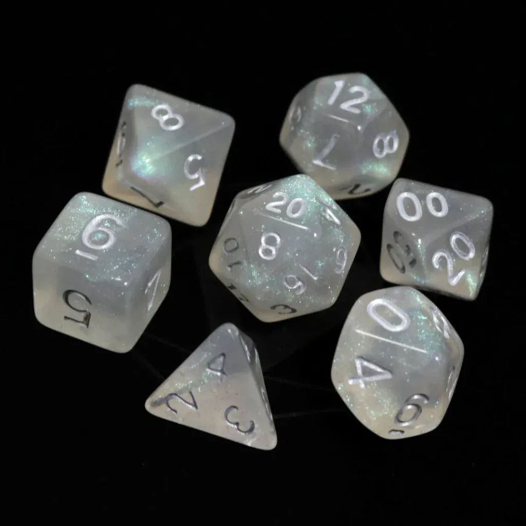Die Hard Dice Dice > Die Hard Dice DHD: Plastic 7-Die Set - Glacial Moonstone w/ Silver 689355111601 P0017090