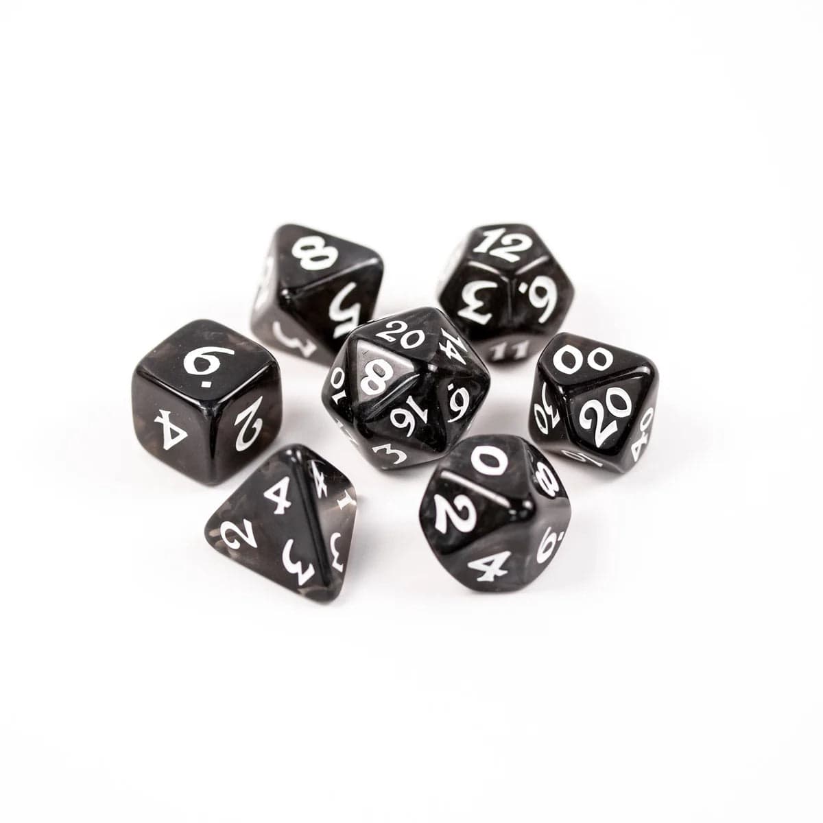 Die Hard Dice Dice > Die Hard Dice Die Hard Dice: 7pc RPG Set - Elessia Essentials, Black with White 810060785737 P0200090