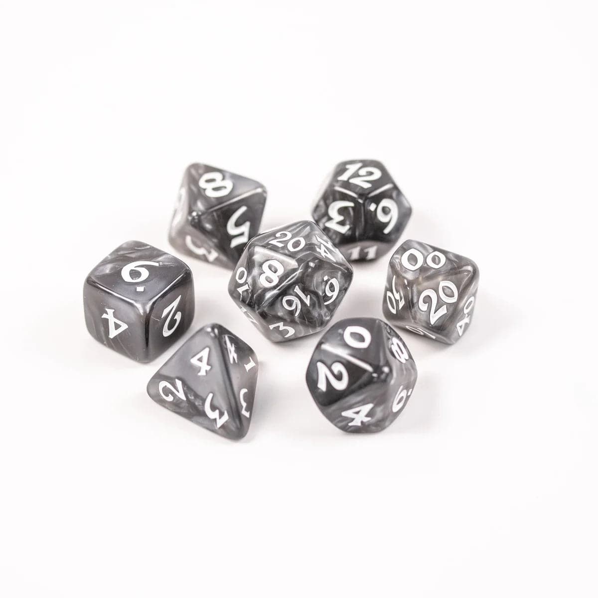Die Hard Dice Dice > Die Hard Dice Die Hard Dice: 7pc RPG Set - Elessia Essentials, Gray with White 810060785744 P0200100