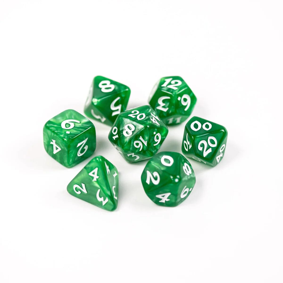 Die Hard Dice Dice > Die Hard Dice Die Hard Dice: 7pc RPG Set - Elessia Essentials, Green with White 810060787366 P0200040