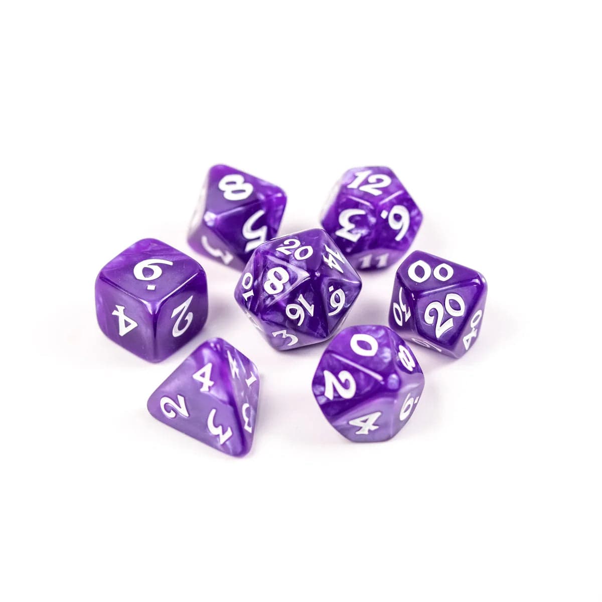 Die Hard Dice Dice > Die Hard Dice Die Hard Dice: 7pc RPG Set - Elessia Essentials, Purple with White 810060787335 P0200010