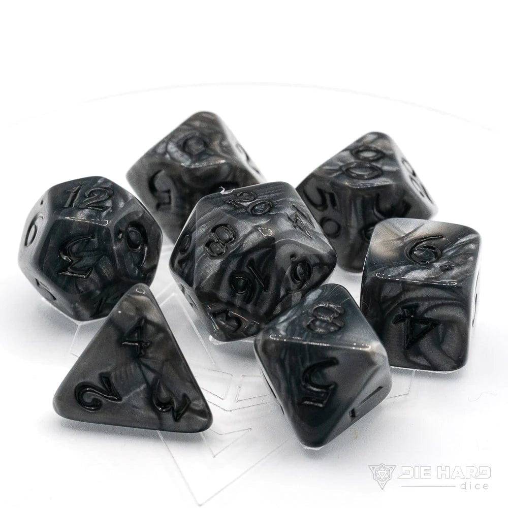 Die Hard Dice Dice > Die Hard Dice Die Hard Dice: 7pc RPG Set - Elessia, Shale with Black 810060783436 P0205030