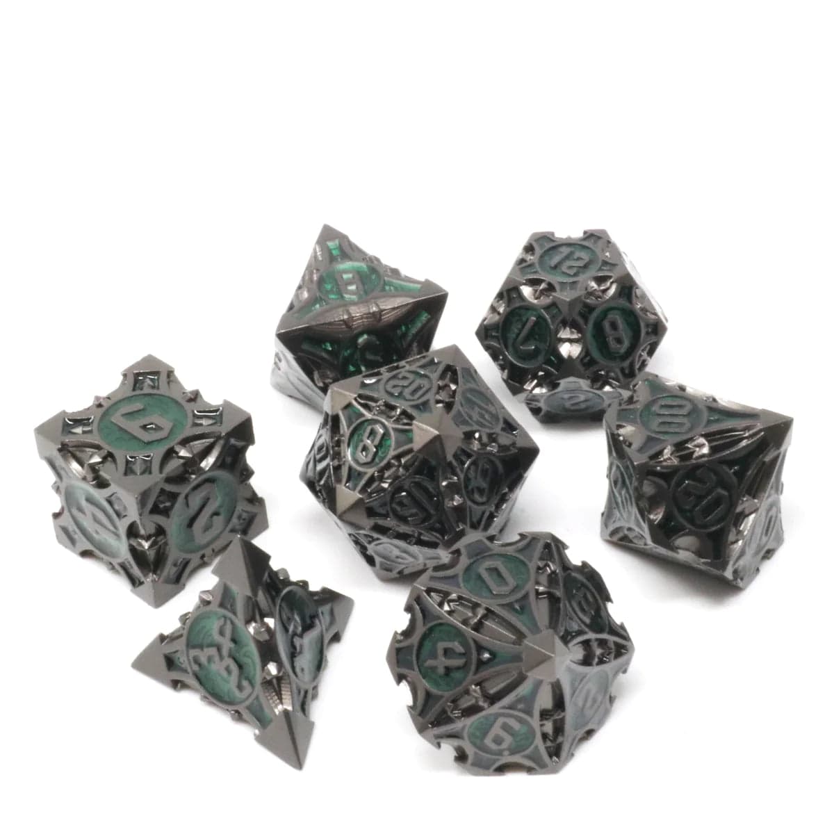 Die Hard Dice Dice > Die Hard Dice Die Hard Dice: 7pc RPG Set - Vaultrunner Blacksteel w Green 810060787991 NM00203