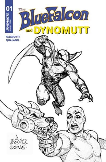 Dynamite Comic Books BLUE FALCON & DYNOMUTT #1 CVR L INC 1:10 JOSEPH MICHAEL LINSNER LINE ART VAR 72513035910001121 0725DE1195