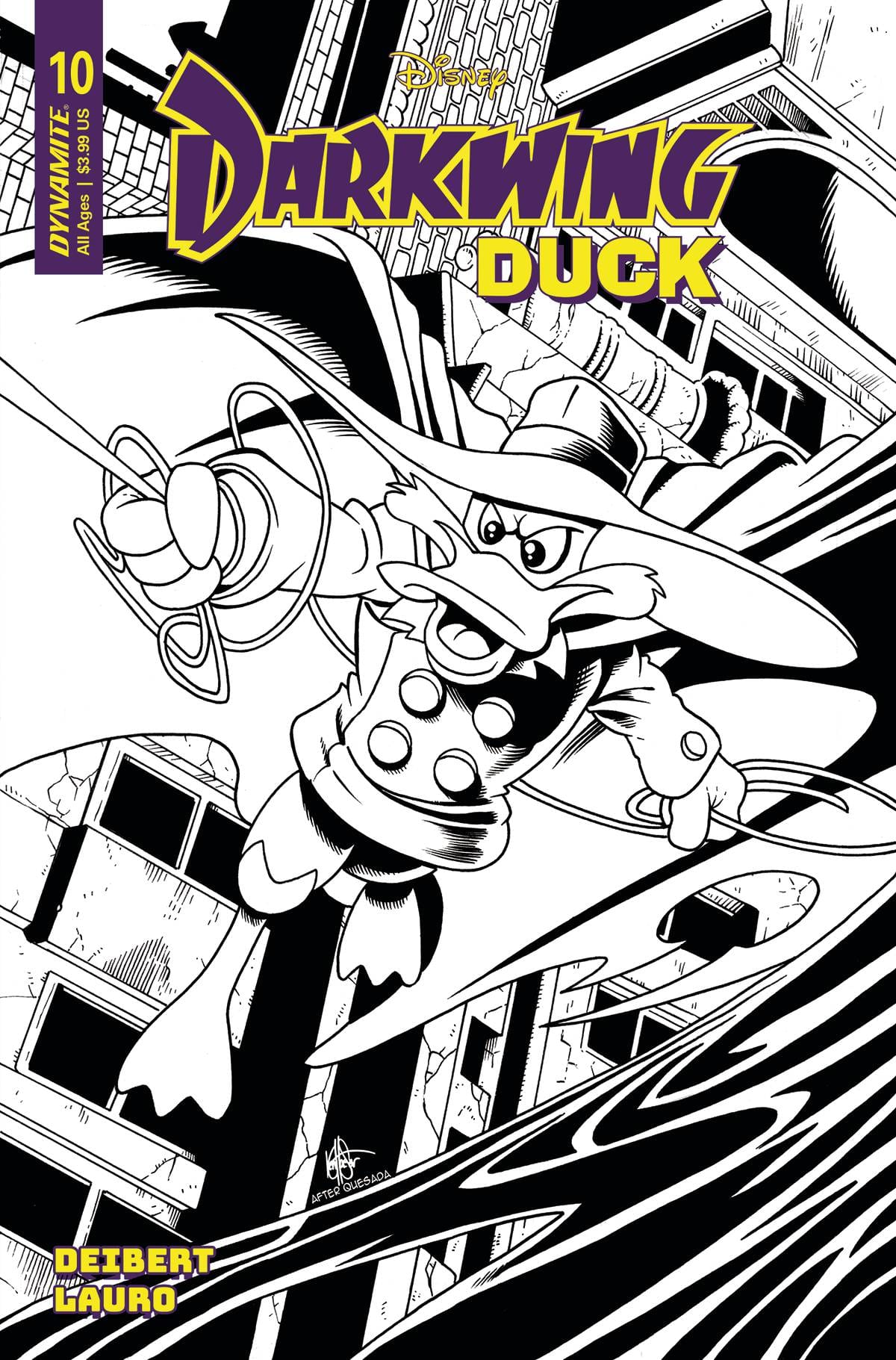 Dynamite Comic Books DARKWING DUCK #10 CVR Q 1:7 INCV FOC HAESER B&W 72513032463410171