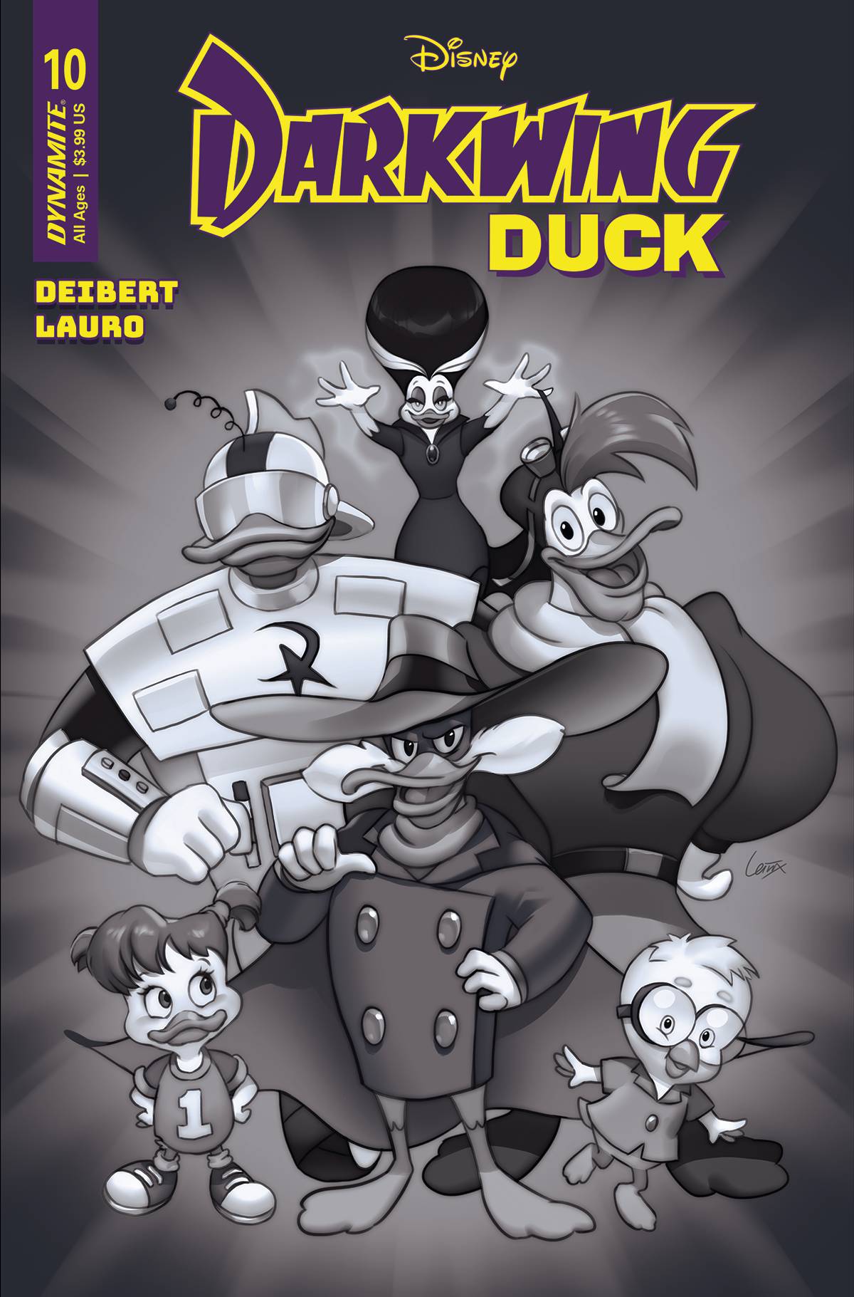 Dynamite Comic Books DARKWING DUCK #10 CVR R 1:7 INCV FOC LEIRIX B&W 72513032463410181