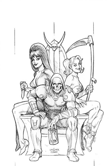 Dynamite Comic Books > Incentives HARLEY QUINN X ELVIRA #5 1:10 INCV CVR N JOSEPH MICHAEL LINSNER LINE ART VIRGIN VAR 72513035710605141 0126DE8370